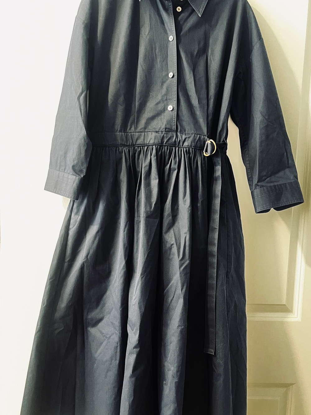 Tory Burch Navy 3/4 Sleeve Shirt Dress with DD Side Belt